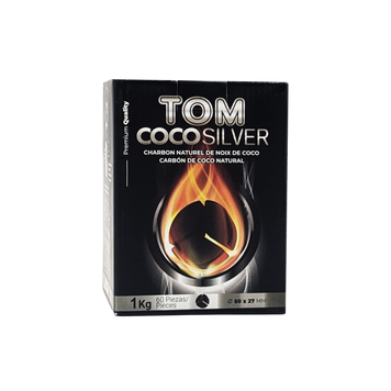 Кокосове вугілля Tom Cococha Silver (1 кг, 60 шт, сегмент, без коробки)