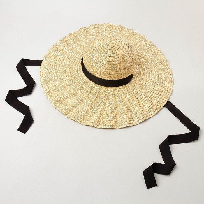 Соломенная шляпа Ракушка с большими полями и лентой фото 5 - Palmy