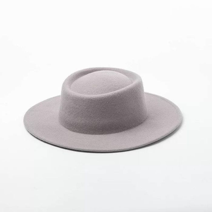 Фото 3 фетровая Шляпа канотье из 100% шерсти с круглой тульей цвет Серый  - Palmy