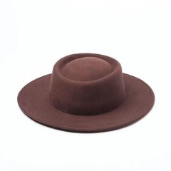 Фото 1 фетровая Шляпа канотье из 100% шерсти с круглой тульей цвет Коричневый  - Palmy