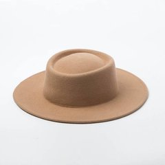 Фото 1 фетровая Шляпа канотье из 100% шерсти с круглой тульей цвет Светло бежевый  - Palmy