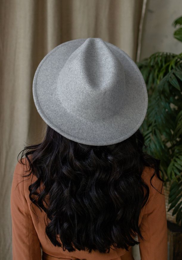 Фото 3 фетровая Шляпа федора меланжевая цвет Серый  - Palmy