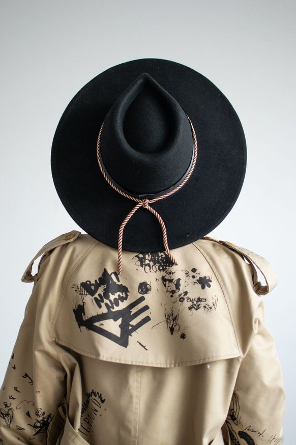 Фото 1 фетрова Широкополий капелюх федора з 100% вовни колір Чорний  - Palmy
