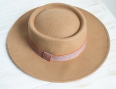 Фото 1 фетровая Шляпа канотье из 100% шерсти с круглой тульей цвет Бежевый  - Palmy