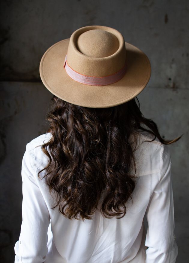 Фото 3 фетровая Шляпа канотье из 100% шерсти с круглой тульей цвет Бежевый  - Palmy